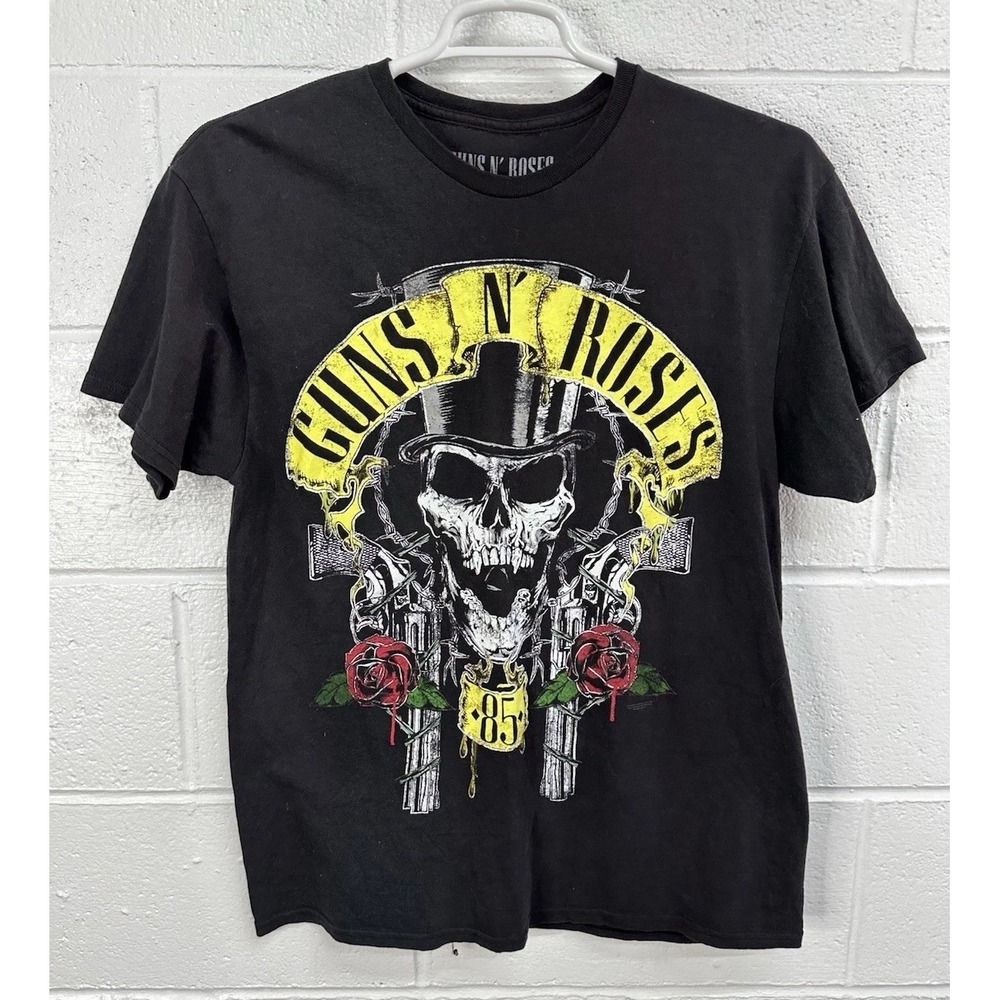 Guns N Roses 1985 Skull Roses Metal Rock Band Graphic‎ T-shirt Mens Large 2021